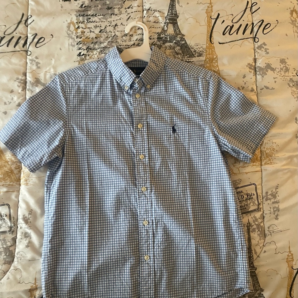Polo by Ralph Lauren Big Boys Blue Checkered Button Down Shirt